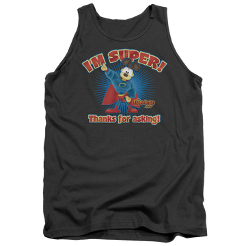 Charcoal men's tank with Garfield Super graphic