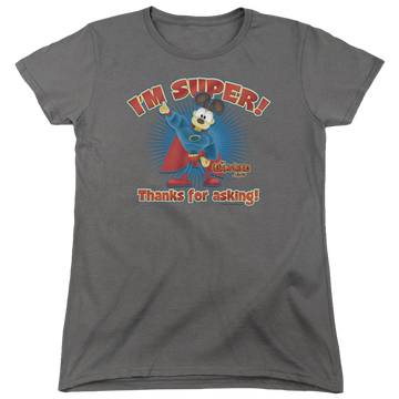 Charcoal women's t-shirt with Garfield Super graphic