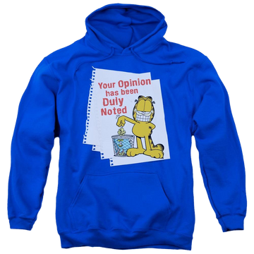 Royal pullover hoodie with Garfield Duly Noted graphic