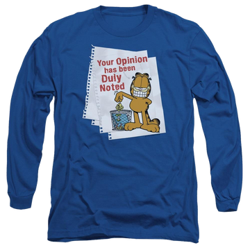 Royal men's long sleeve t-shirt with Garfield Duly Noted graphic