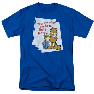 Royal men's regular fit t-shirt with Garfield Duly Noted graphic