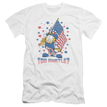 White men's premium slim fit t-shirt with Garfield Subtle graphic