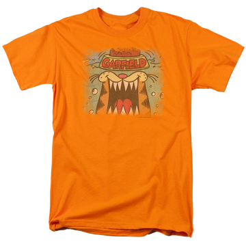 Orange men's regular fit t-shirt with Garfield From The Depths graphic