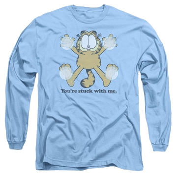 Carolina blue men's long sleeve t-shirt with Garfield Stuck graphic