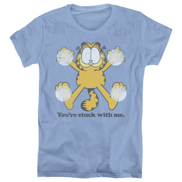 Carolina blue women's t-shirt with Garfield Stuck graphic