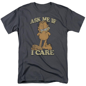 Charcoal men's regular fit t-shirt with Garfield Ask Me graphic