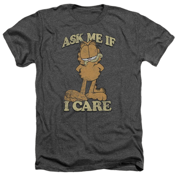 Charcoal men's heather t-shirt with Garfield Ask Me graphic