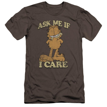 Charcoal men's premium slim fit t-shirt with Garfield Ask Me graphic