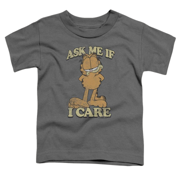 Charcoal toddler t-shirt with Garfield Ask Me graphic