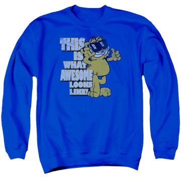 Royal men's crewneck sweatshirt with Garfield Awesome graphic