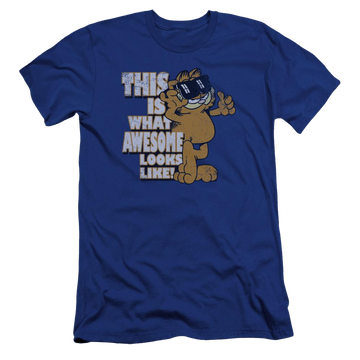 Royal men's premium slim fit t-shirt with Garfield Awesome graphic