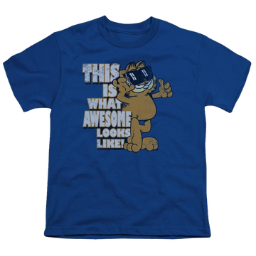 Royal youth t-shirt for ages 8 to 12 with Garfield Awesome graphic