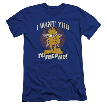 Royal men's premium slim fit t-shirt with Garfield I Want You graphic
