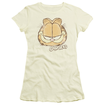 Cream juniors t-shirt with Garfield Water Color Cat graphic
