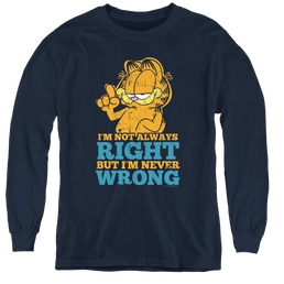 Garfield Never Wrong - Youth Long Sleeve T-Shirt Youth Long Sleeve T-Shirt Garfield   