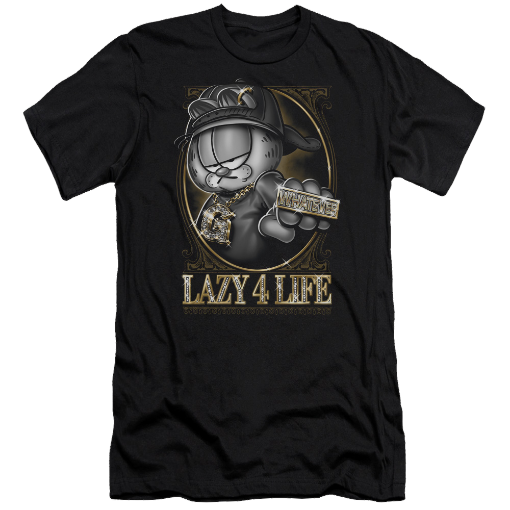 Garfield Lazy 4 Life Premium Adult Slim Fit T-Shirt Men's Premium Slim Fit T-Shirt Garfield   
