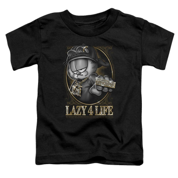 Black toddler t-shirt with Garfield Lazy 4 Life graphic