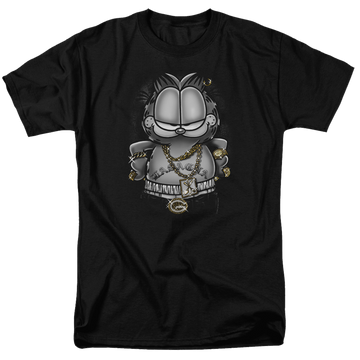 Black men's regular fit t-shirt with Garfield Lasagna For Life graphic