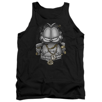 Black men's tank with Garfield Lasagna For Life graphic