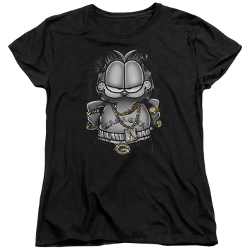 Black women's t-shirt with Garfield Lasagna For Life graphic