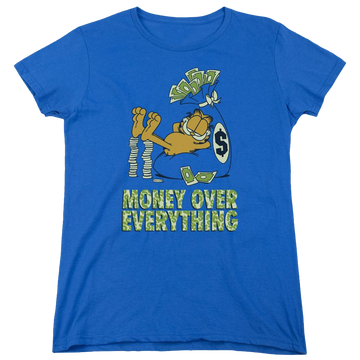 Royal women's t-shirt with Garfield Money Is Everything graphic