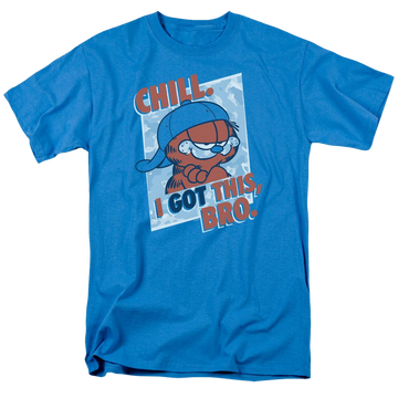 Turquoise men's regular fit t-shirt with Garfield I Got This Bro graphic