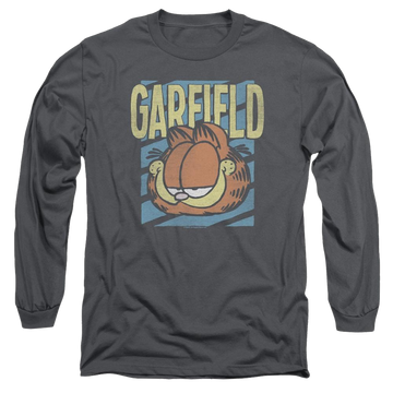 Charcoal men's long sleeve t-shirt with Rad Garfield graphic