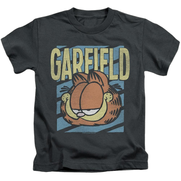 Charcoal kid's t-shirt for ages 4 to 7 with Rad Garfield graphic