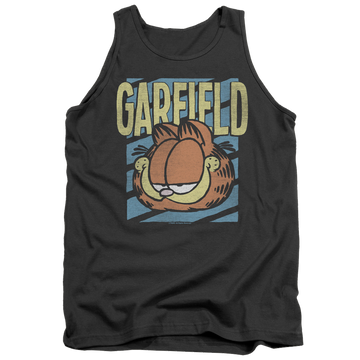 Charcoal men's tank with Rad Garfield graphic