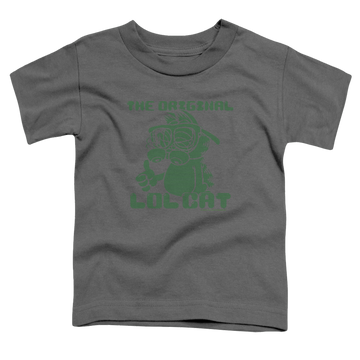 Charcoal toddler t-shirt with Garfield Og Lol graphic