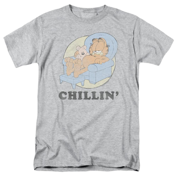 Athletic heather men's regular fit t-shirt with Garfield Chillin graphic