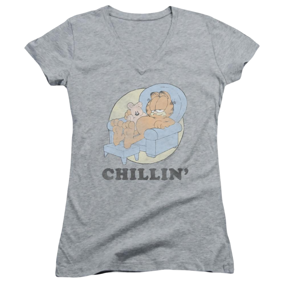 Garfield Chillin - Juniors V-Neck T-Shirt Juniors V-Neck T-Shirt Garfield   