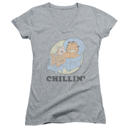 Garfield Chillin - Juniors V-Neck T-Shirt Juniors V-Neck T-Shirt Garfield   