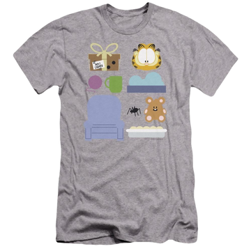 Athletic heather men's premium slim fit t-shirt with Garfield Gift Set graphic