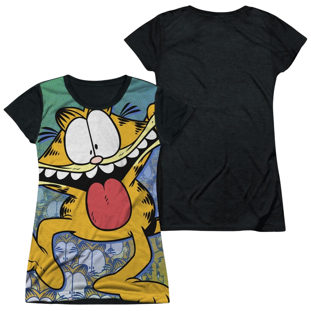 Garfield Goofy Face - Juniors Black Back T-Shirt Juniors Black Back T-Shirt Garfield   