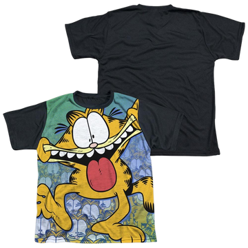 Garfield Goofy Face youth black back t-shirt for ages 8 to 12