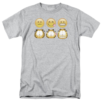 Athletic heather men's regular fit t-shirt with Garfield Emojis graphic