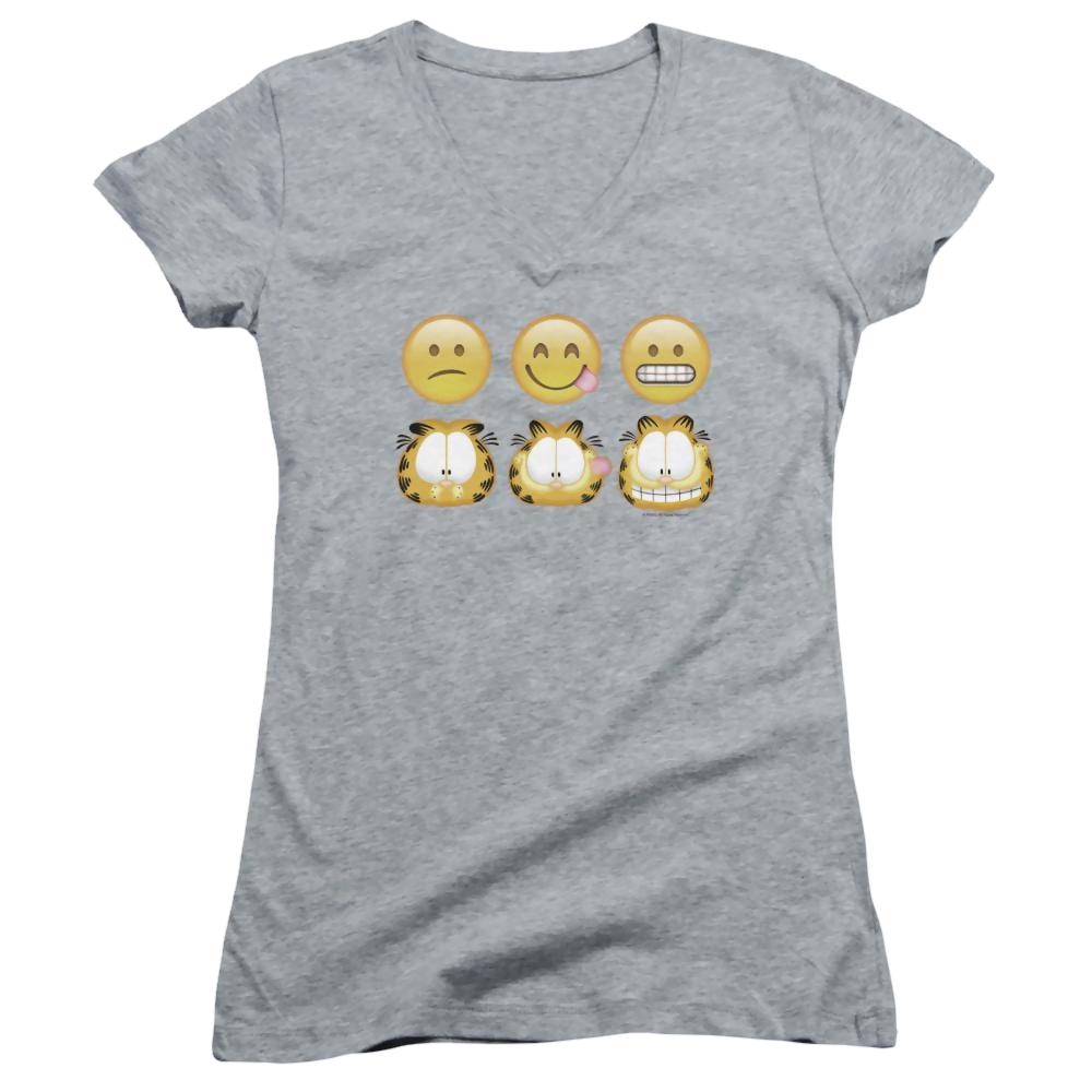 Garfield Emojis - Juniors V-Neck T-Shirt Juniors V-Neck T-Shirt Garfield   