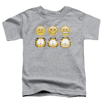 Athletic heather toddler t-shirt with Garfield Emojis graphic
