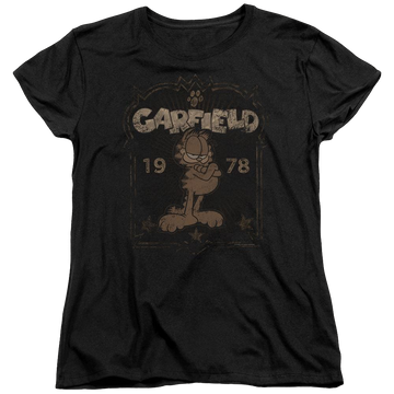 Black women's t-shirt with Garfield Est 1978 graphic