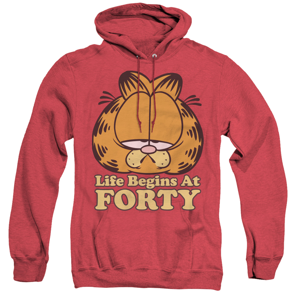 Garfield Life Begins At Forty - Heather Pullover Hoodie Heather Pullover Hoodie Garfield   