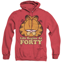 Garfield Life Begins At Forty - Heather Pullover Hoodie Heather Pullover Hoodie Garfield   