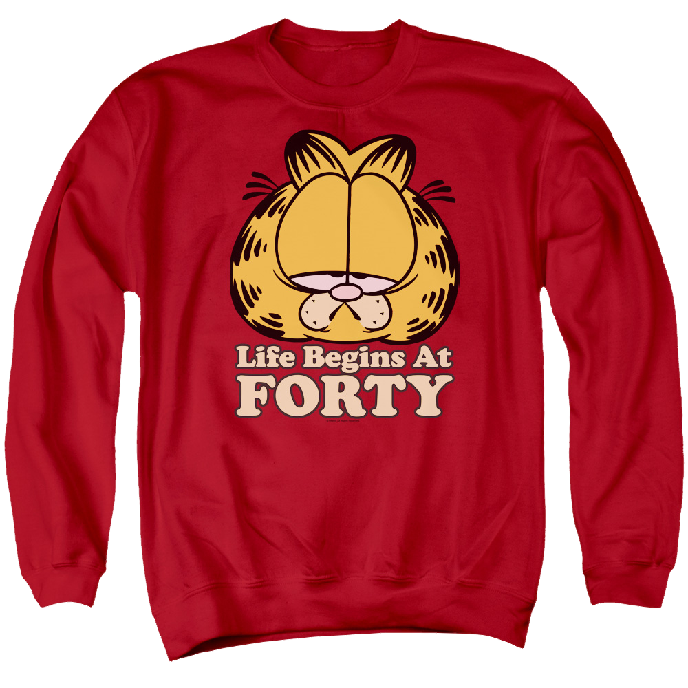 Garfield Life Begins At Forty - Men's Crewneck Sweatshirt Men's Crewneck Sweatshirt Garfield   