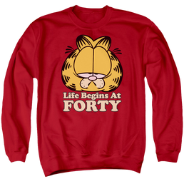 Garfield Life Begins At Forty - Men's Crewneck Sweatshirt Men's Crewneck Sweatshirt Garfield   