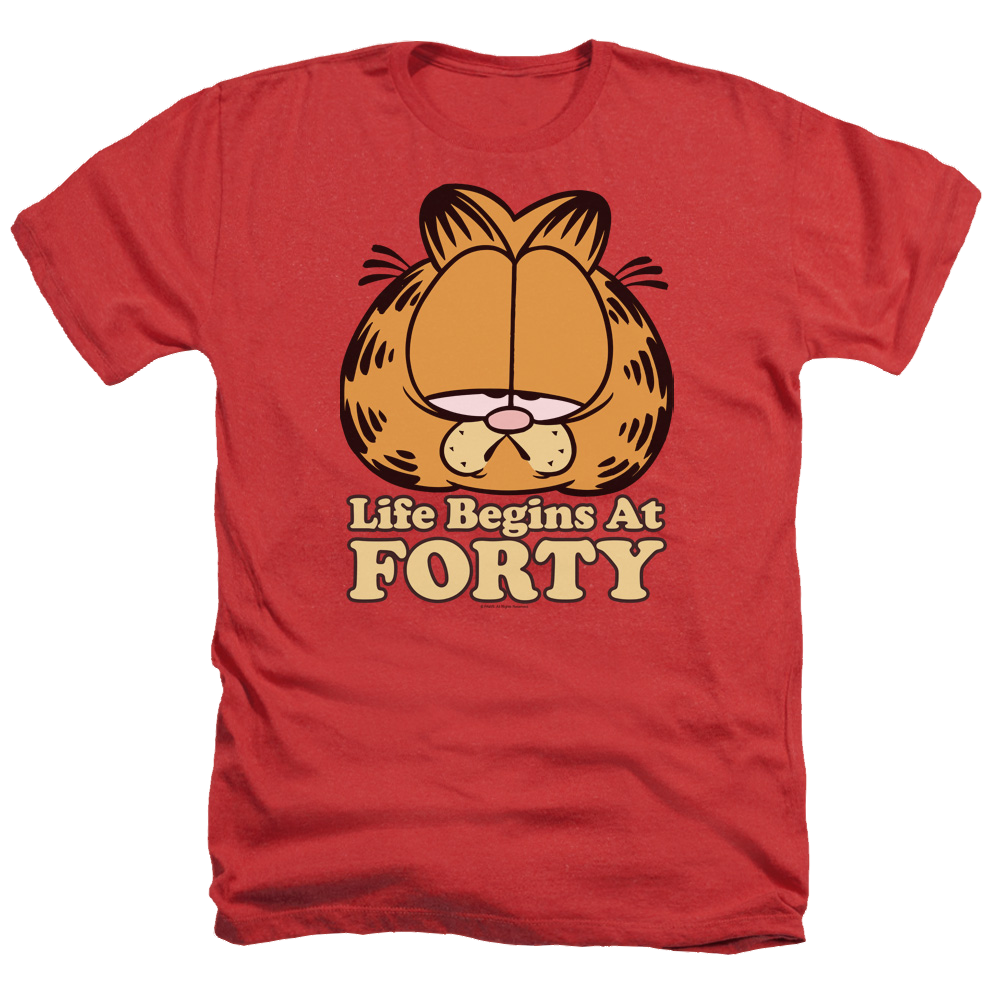 Garfield Life Begins At Forty - Men's Heather T-Shirt Men's Heather T-Shirt Garfield   