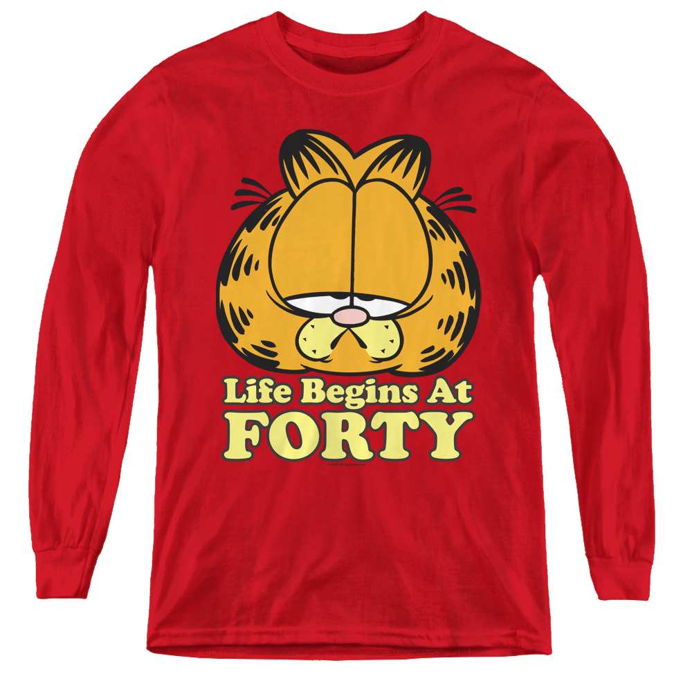 Garfield Life Begins At Forty - Youth Long Sleeve T-Shirt Youth Long Sleeve T-Shirt Garfield   