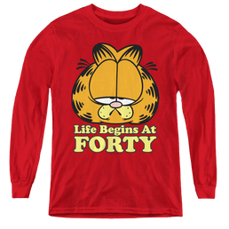 Garfield Life Begins At Forty - Youth Long Sleeve T-Shirt Youth Long Sleeve T-Shirt Garfield   