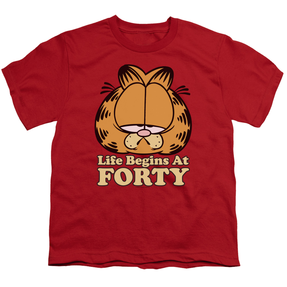 Garfield Life Begins At Forty - Youth T-Shirt (Ages 8-12) Youth T-Shirt (Ages 8-12) Garfield   