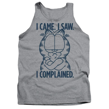 Athletic heather men's tank with Garfield I Complained graphic