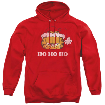 Red pullover hoodie with Garfield Ho Ho graphic